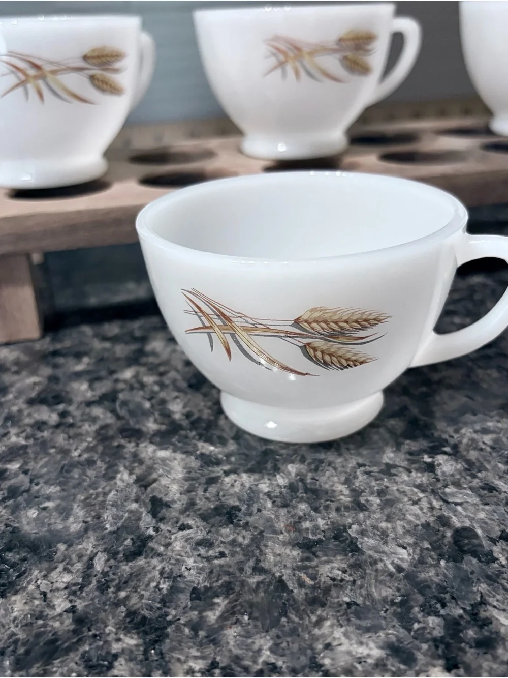 Vintage Anchor Hocking Milk Glass Tea/coffee Cups (5) - Golden Wheat  MidCentury